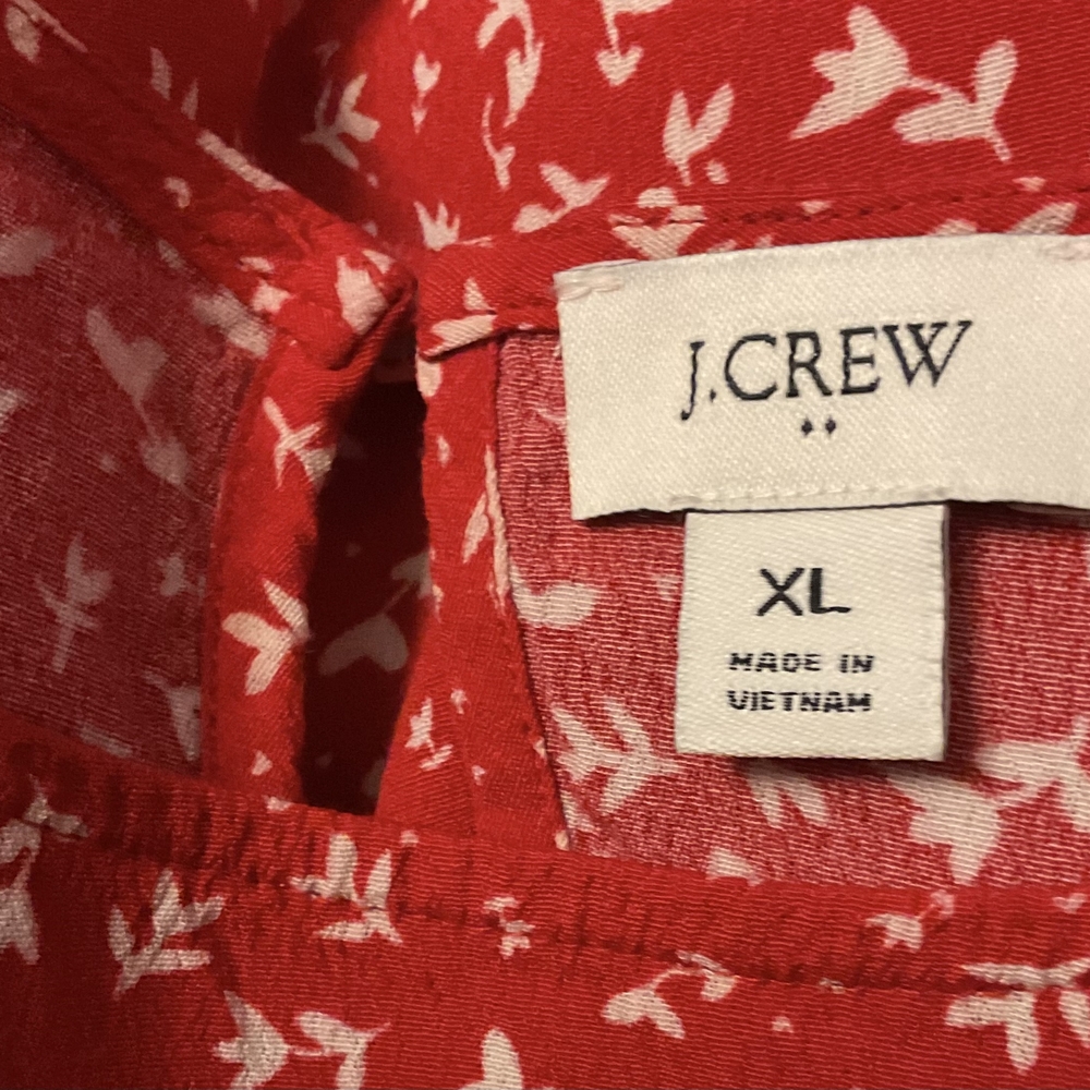 J. Crew Red and White Pretty Patterned Blouse - Picture 5 of 7